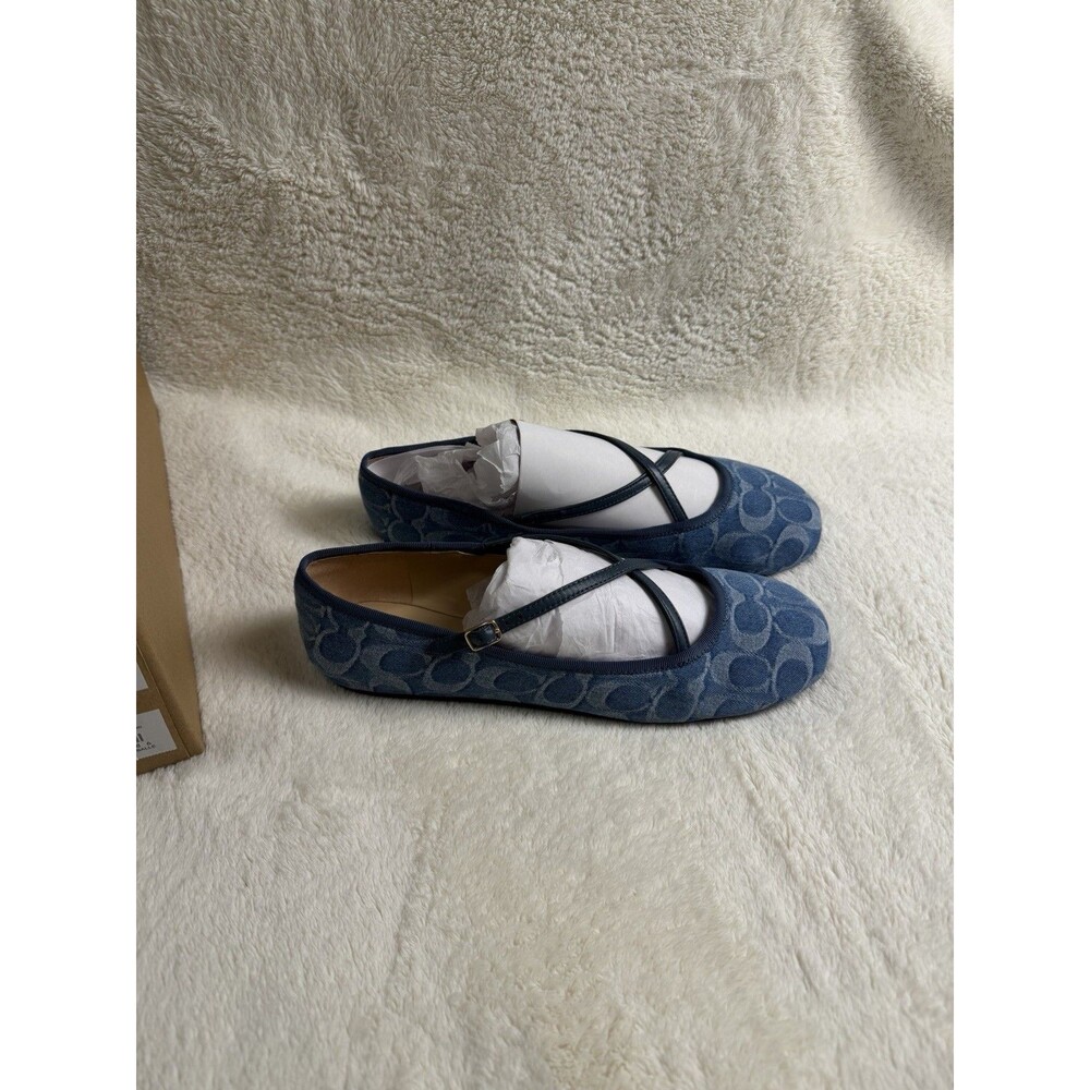 NWT Coach Women Phoebe Ballet Flat Signature Denim CDF63 9.5 Indigo